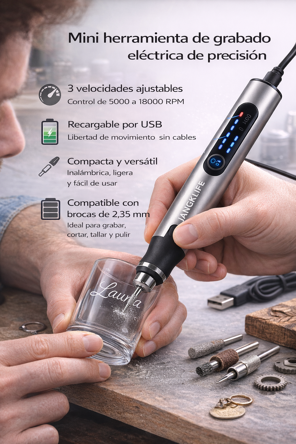 Herramienta de grabado eléctrica de precisión